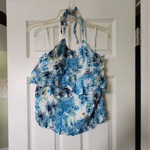New - Roxy - Blue Tropical Themed Halter Top - Medium